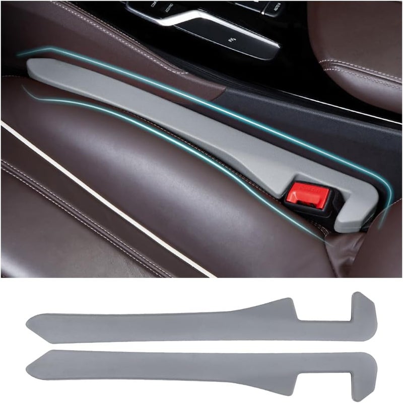 Junecarp Car Seat Gap Filler 2 Pack,Flexible Car Gap Filler Organizer to Impede Items from Dropping,Essential Interior Car Accessories Seat Gap Plug Perfectly Fits Car Gap (Gray) - Image 1